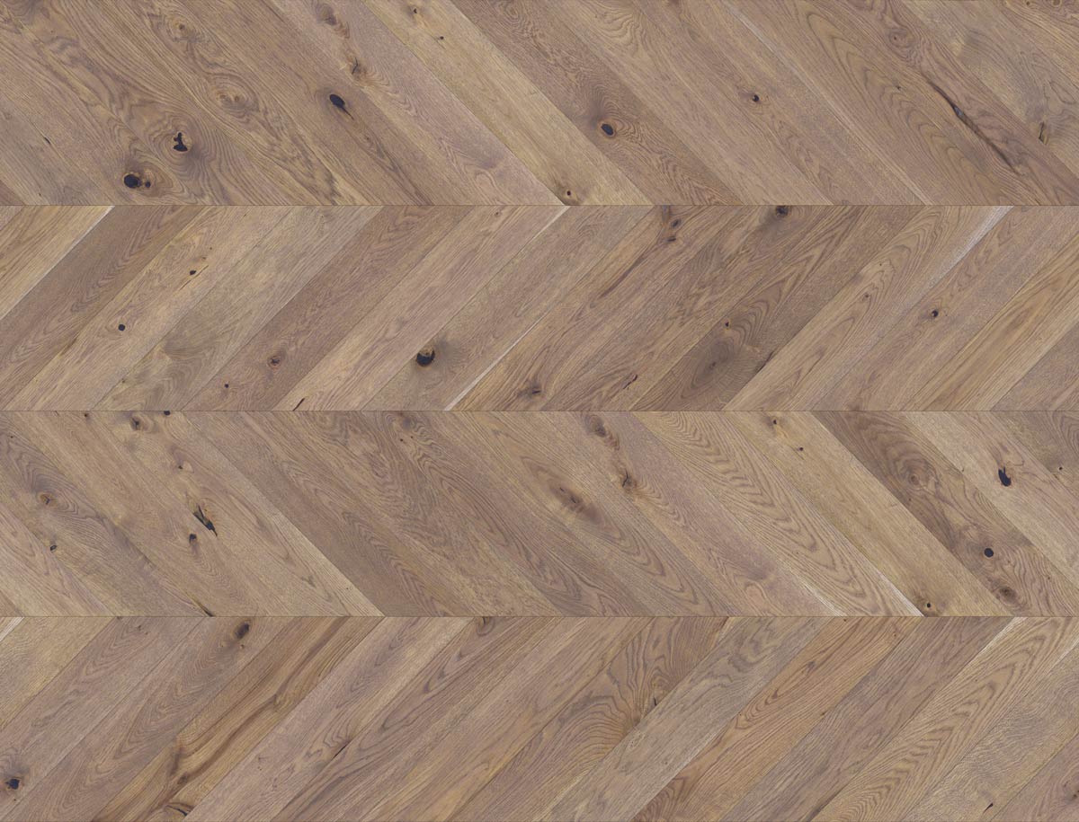 Skaben Parkett Chevron Eiche Rustic Grau Mattlack gebürstet Landhausdiele französisches Fischgrät M4V Raum1