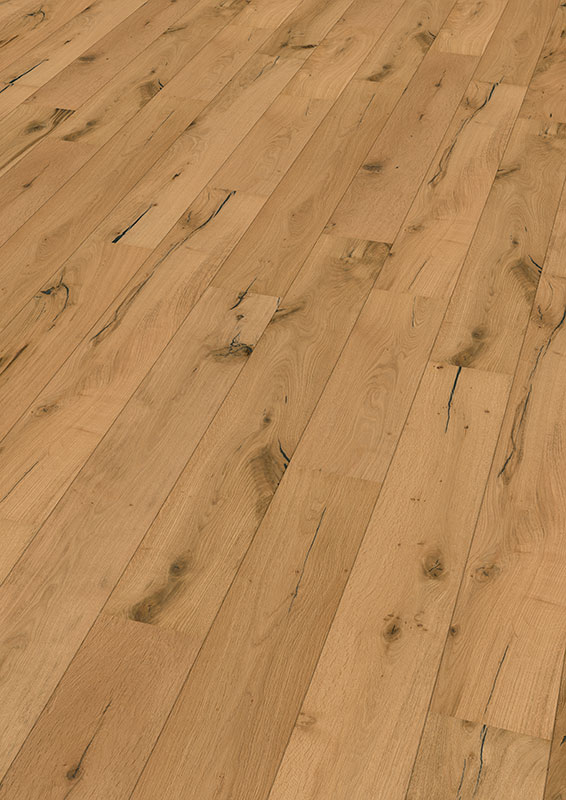 Skaben Parkett Fine Eiche Lyon Natur rustikal astig gebürstet geölt 1-Stab Landhausdiele 4V Raum1