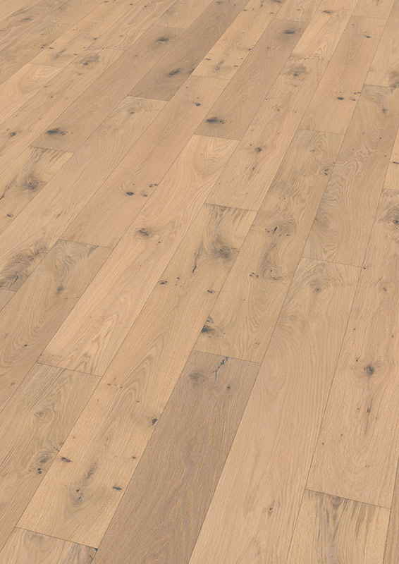 Skaben Parkett Fine Eiche Lyon Weiß rustikal astig gebürstet geölt 1-Stab Landhausdiele 4V Raum1