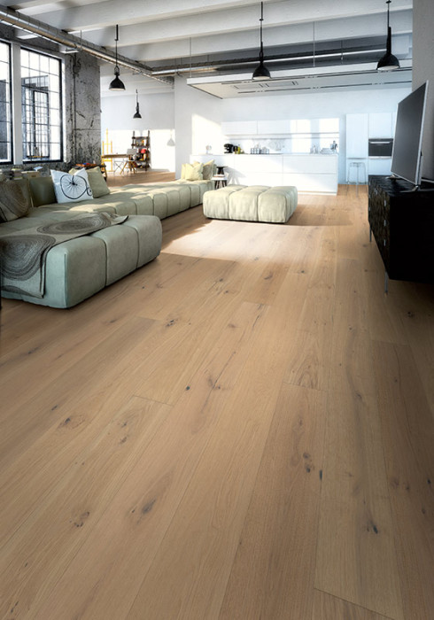 Skaben Parquet Gallant Chêne Pau Blanc rustique brossé huilé 1 frise 4V main product photo