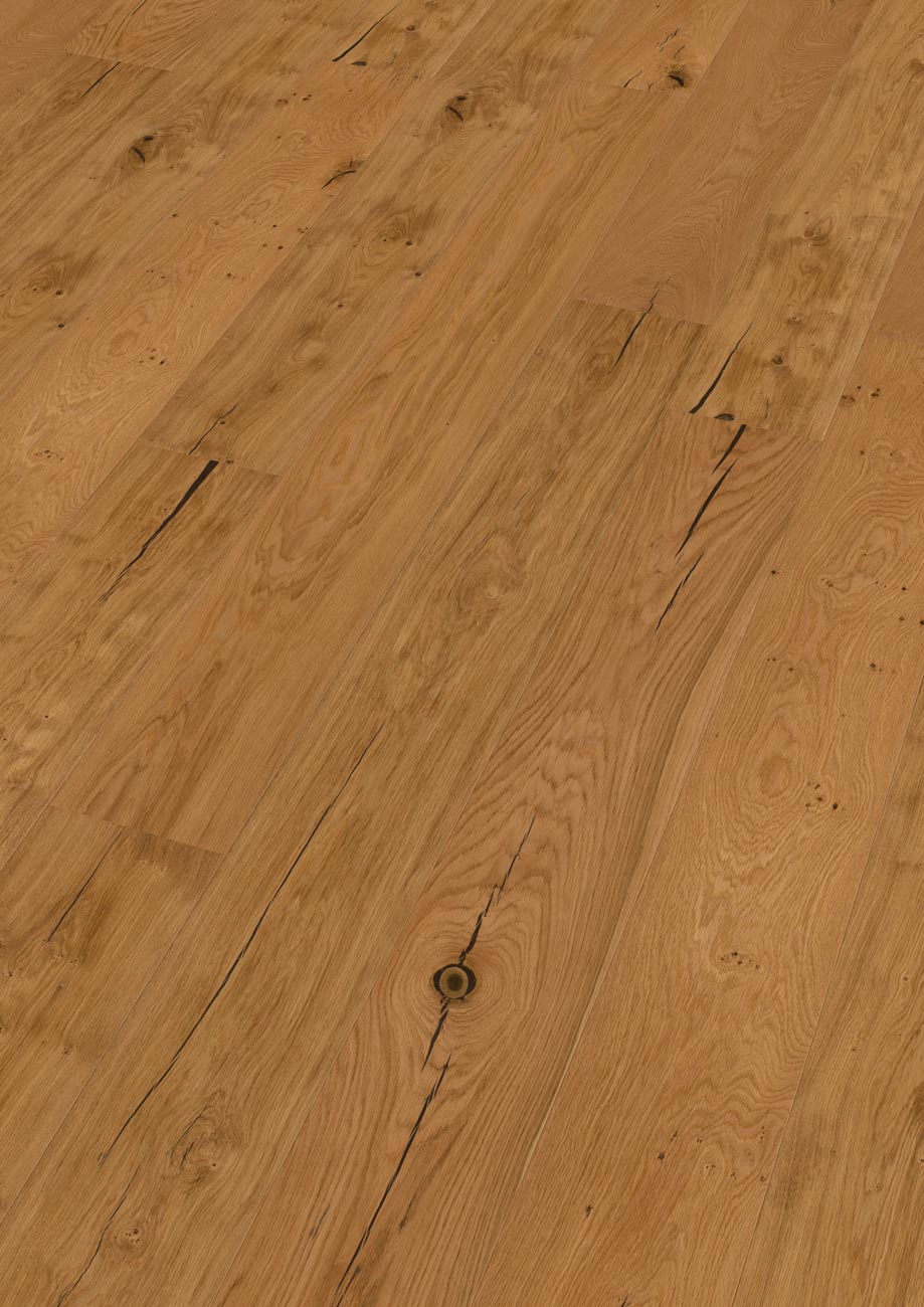 Skaben Parkett Premium Landhausdiele Breitdiele XL Eiche Taiga Rustikal naturgeölt gebürstet 4V R