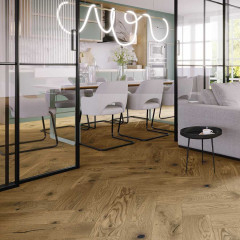 Skaben Premium Fischgrät Parkett Eiche Rustic natur geölt Optik angeräuchert gebürstet Landhausdiele M4V Erlebnismodus