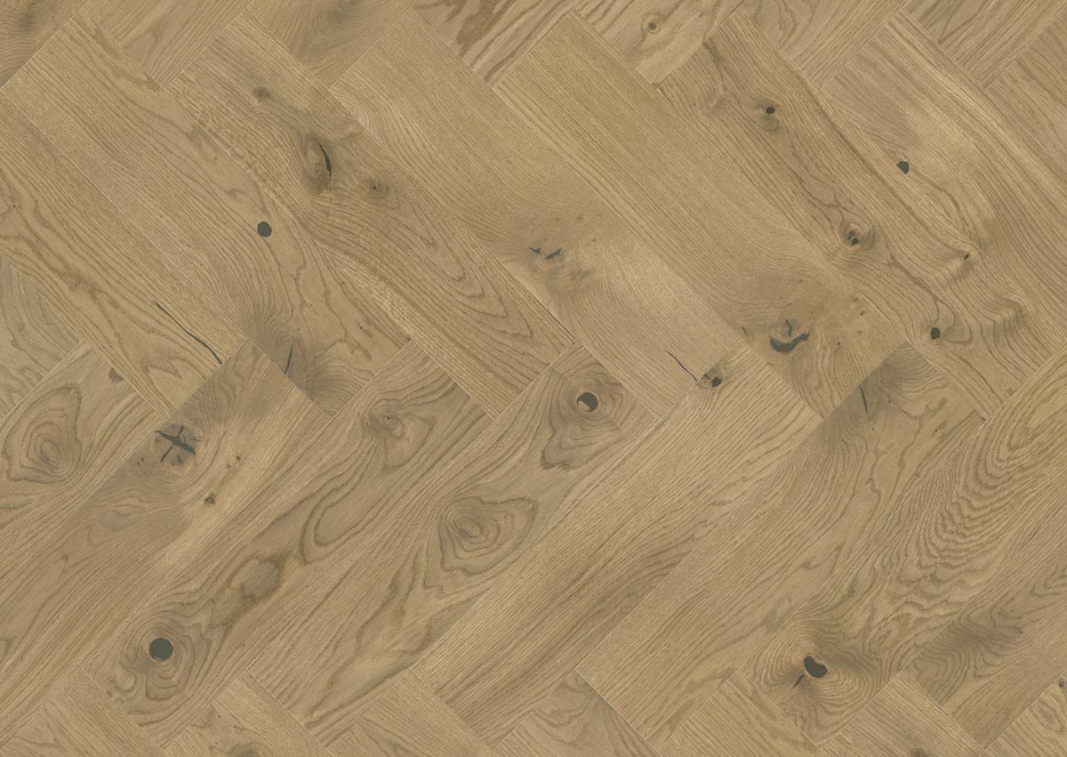 Skaben Premium Fischgrät Parkett Eiche Rustic natur geölt Optik angeräuchert gebürstet Landhausdiele M4V Raum1