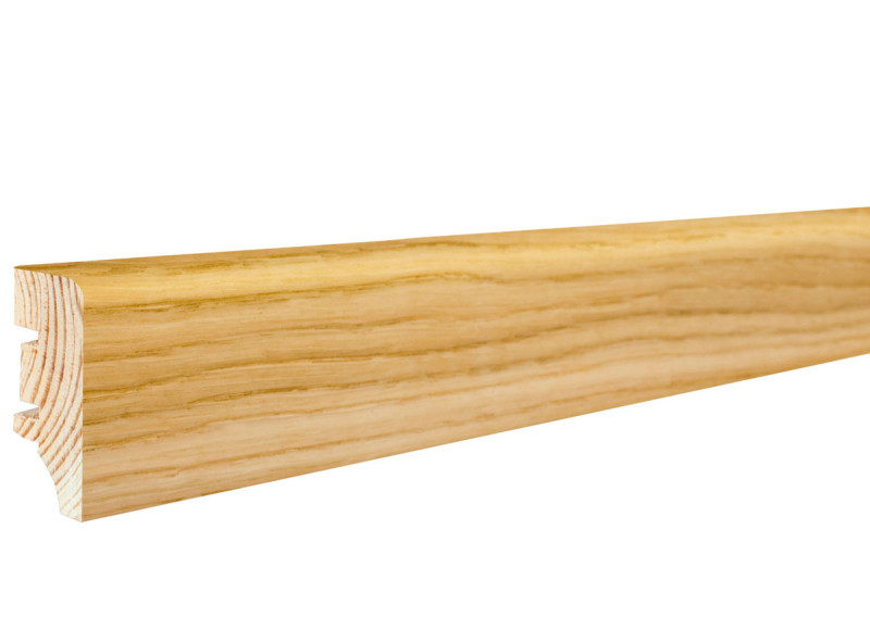 Skaben Premium Plinthe en bois massif Cubus profil moderne - 40 mm - Chêne verni main product photo