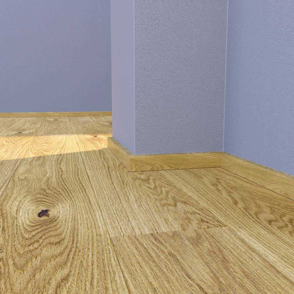 Skaben Premium Massivholz-Sockelleiste Cubus modern Profil - 40 mm - Eiche Echtholz versiegelt Raum2