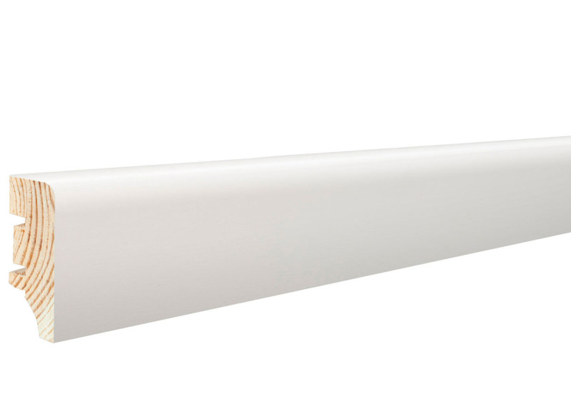 Skaben Rodapié de madera maciza Premium Cubus Modern Profile - 40 mm - Blanco main product photo