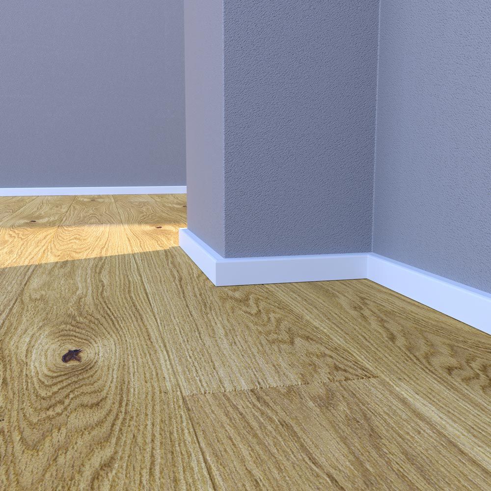 Skaben Premium Massivholz-Sockelleiste Cubus modern Profil - 40 mm - Weiß Raum2