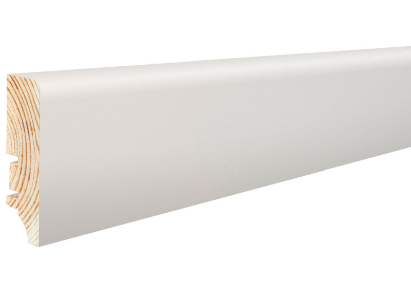 Skaben Premium Solid Wood Skirting Cubus Modern Profile - 60 mm - White main product photo