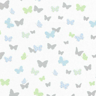 Skaben Tapete Animals - Tapete mit Tieren Schmetterlingtapete Weiß / Grün 10,05 m x 0,53 m