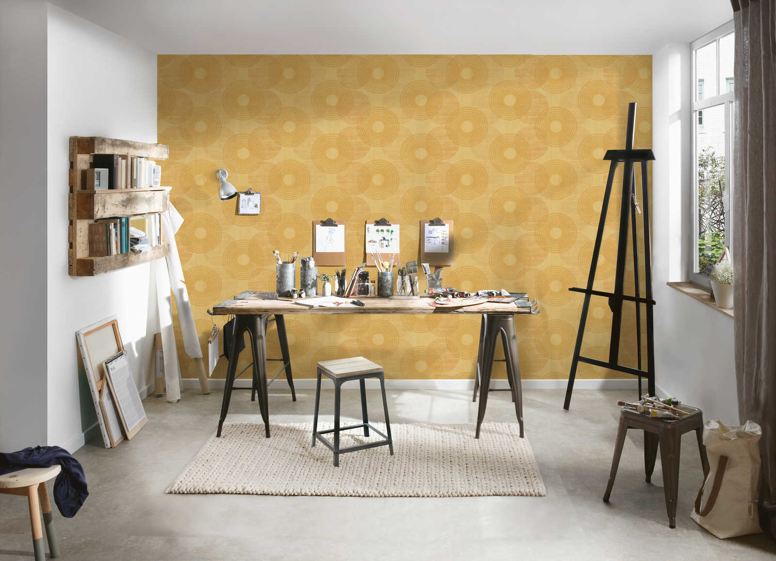 Skaben Tapete Dots / Circles Punktetapete / Kreistapete Creme / Weiß Raum6