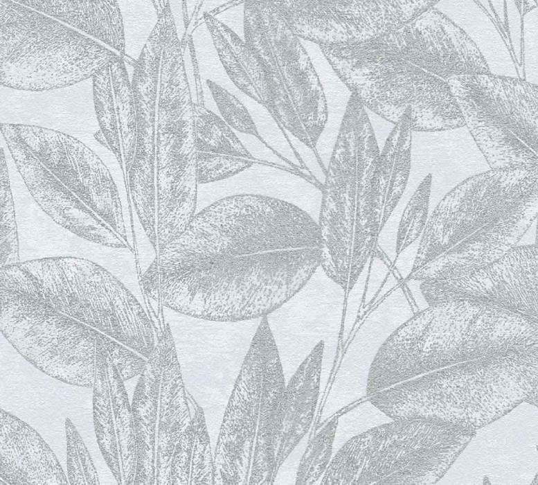 Papel pintado Skaben flores - papel pintado floral glitter plata / blanco 10,05 m x 0,53 m D2638 main product photo