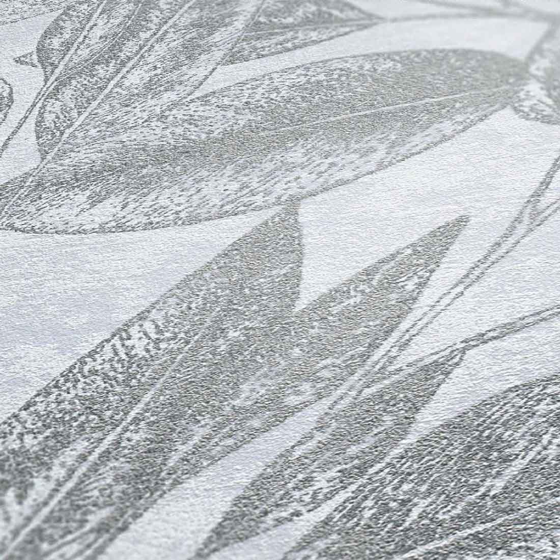 Skaben Tapete Flowers Blumentapete Grau / Weiß Raum2