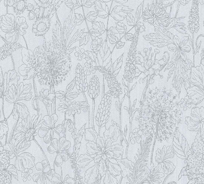 Skaben Wallpaper Flowers - Floral Wallpaper Glitter White / Silver 10.05 m x 0.53 m main product photo