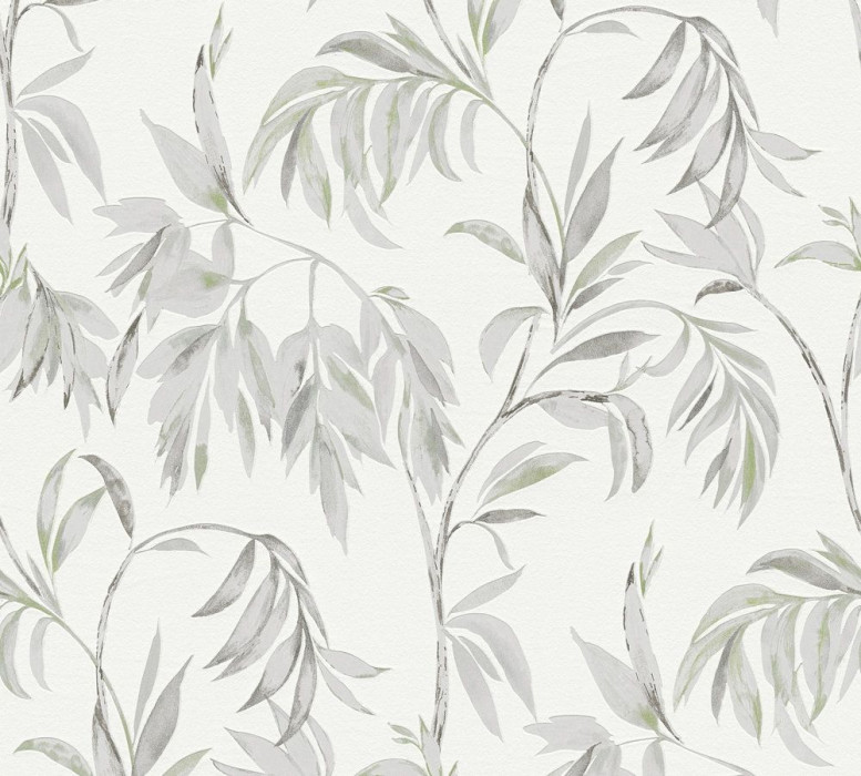 Papel pintado Skaben Flores - papel pintado floral gris / verde 10,05 m x 0,53 m main product photo