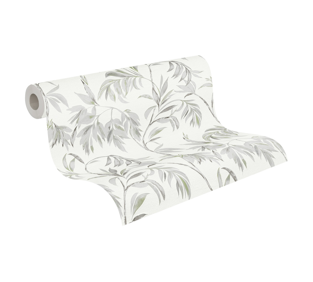 Skaben Tapete Flowers Blumentapete Grün / Weiß Raum3