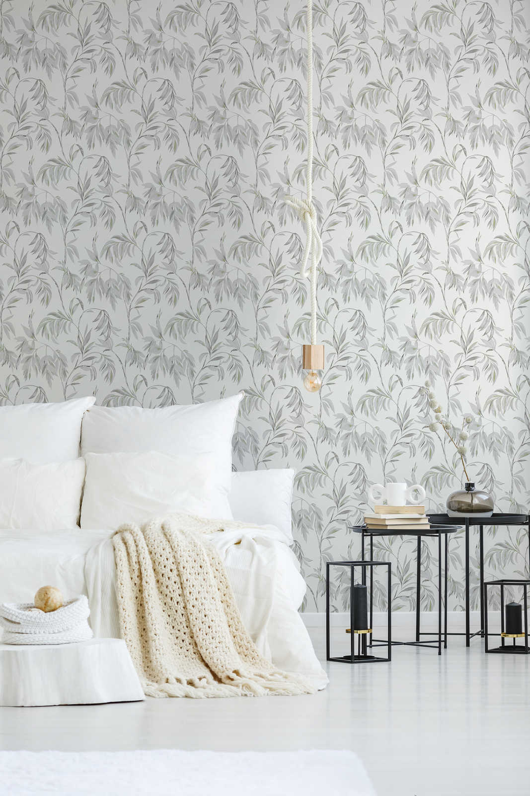 Skaben Tapete Flowers Blumentapete Grün / Weiß Raum6