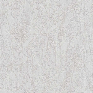 Skaben Tapete Flowers - Blumentapete Grau / Weiß 10,05 m x 0,53 m
