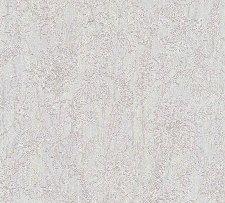 Papel pintado Skaben Flowers - papel pintado floral gris / blanco 10,05 m x 0,53 m D1438 main product photo