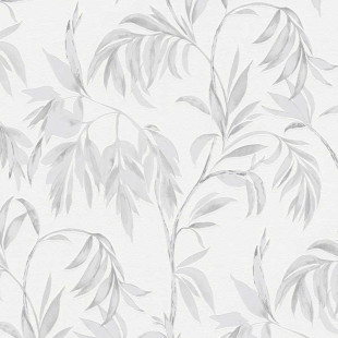 Skaben Tapete Flowers - Blumentapete Grau / Weiß 10,05 m x 0,53 m