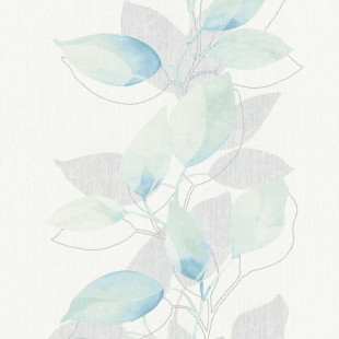 Skaben Tapete Flowers - Blumentapete Grün / Blau 10,05 m x 0,53 m