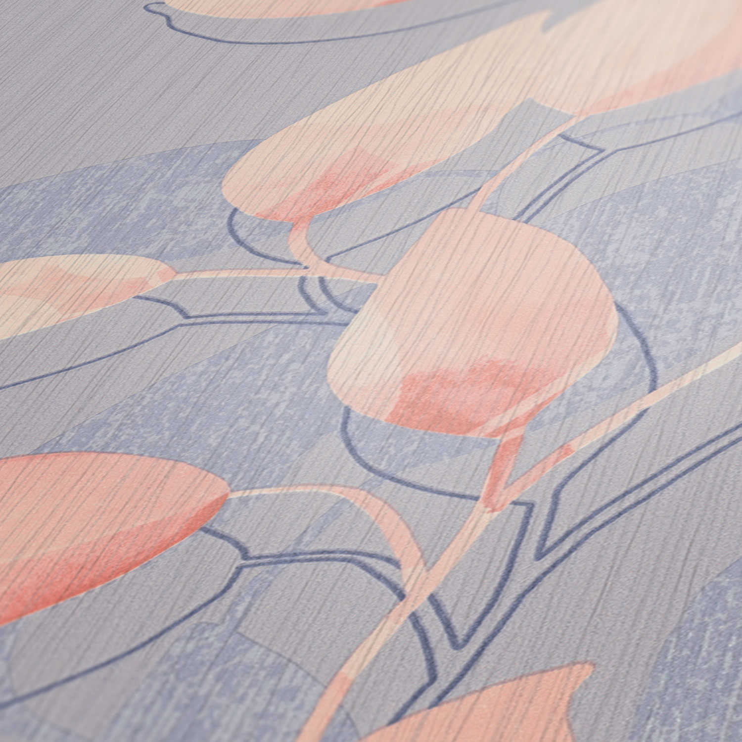 Skaben Tapete Tiles Fliesentapete Blau / Grau Raum2