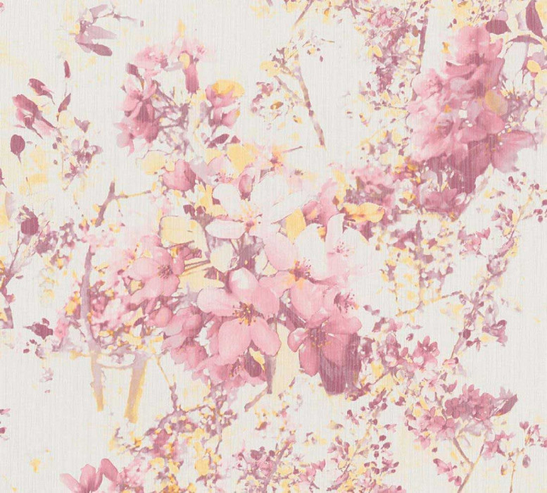 Papel pintado Skaben Flowers - papel pintado floral rosa / amarillo 10,05 m x 0,53 m main product photo