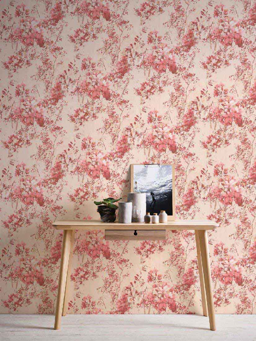 Skaben Tapete Flowers Blumentapete Rosa / Blau Raum5