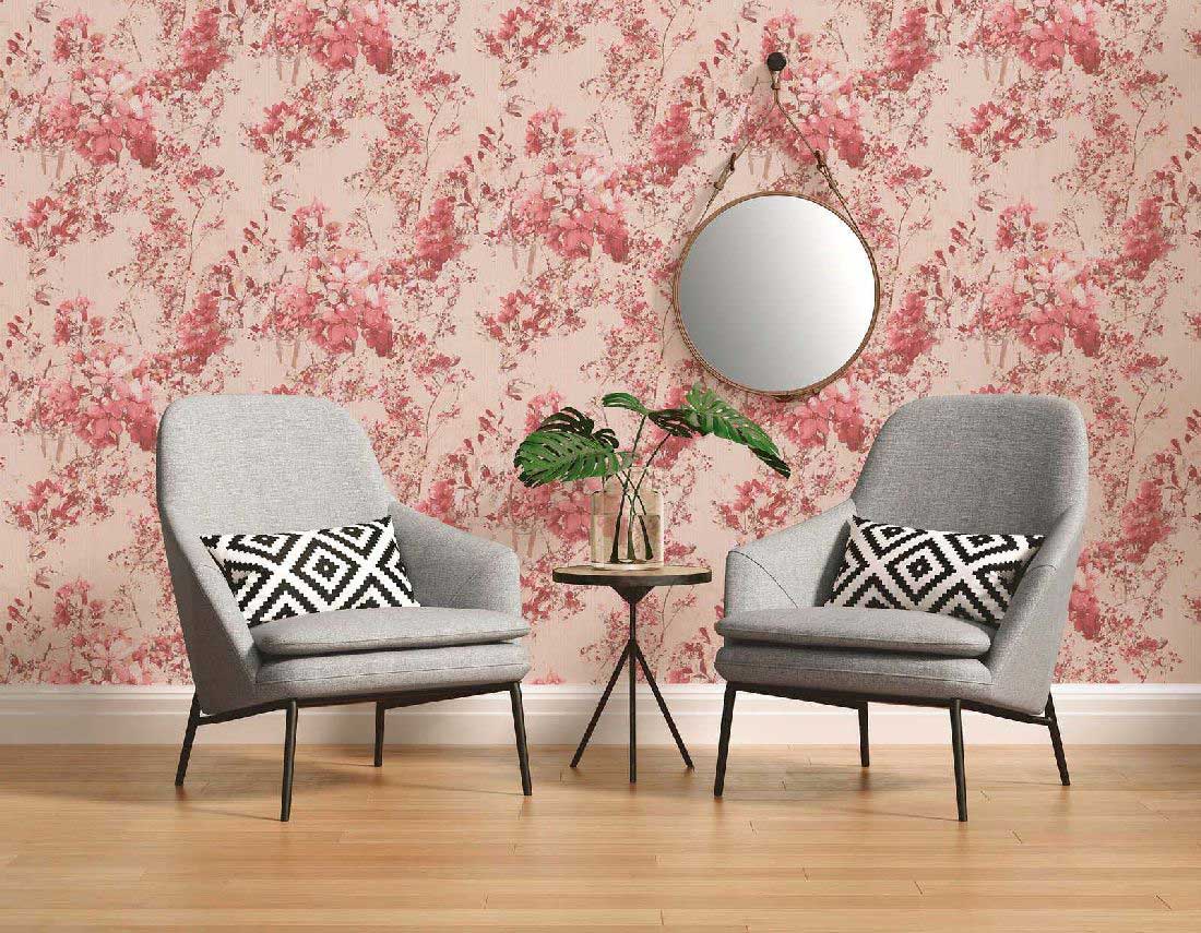 Skaben Tapete Flowers Blumentapete Rosa / Blau Raum6