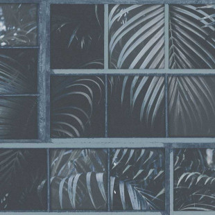 Skaben Tapete Palm - Palmentapete Dschungeltapete Blau / Schwarz 10,05 m x 0,53 m