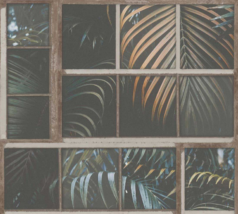 Skaben Tapete Palm - Palmentapete Dschungeltapete Braun / Petrol 10,05 m x 0,53 m main product photo