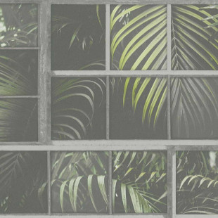 Skaben Tapete Palm - Palmentapete Dschungeltapete Grau / Grün 10,05 m x 0,53 m