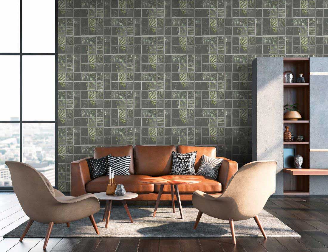 Skaben Tapete Stone Steintapete Grau / Schwarz Raum5