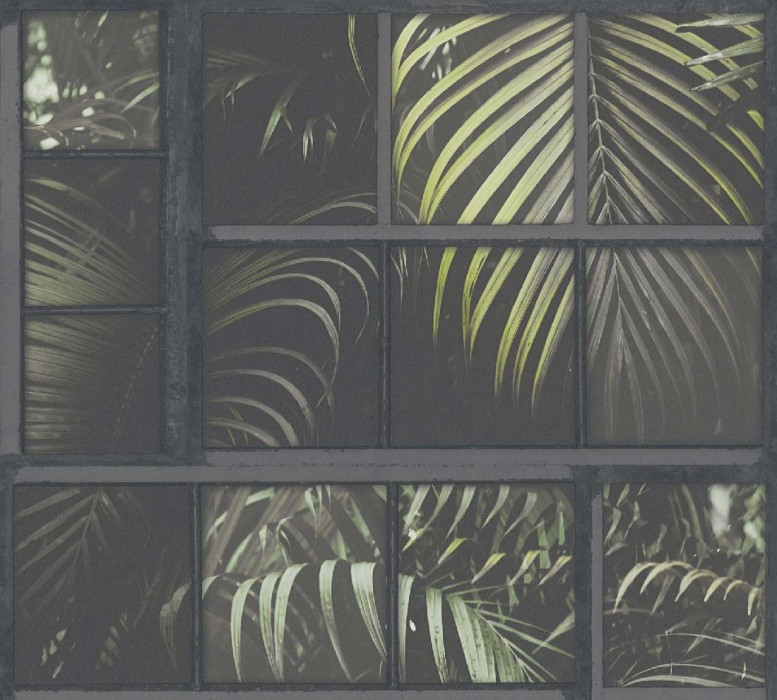 Skaben Wallpaper Palm - Palm Wallpaper Jungle Wallpaper Grey / Green 10.05 m x 0.53 m D3047 main product photo