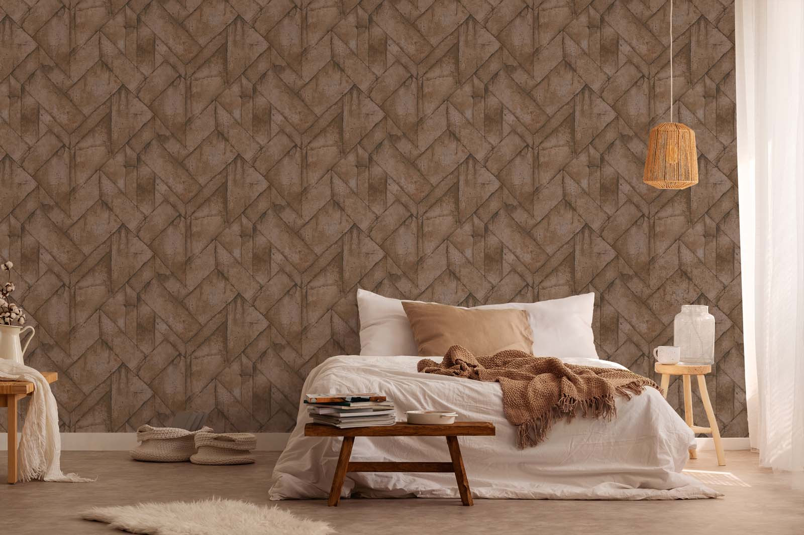 Skaben Tapete Stripe Streifentapete Rosa / Creme Raum6