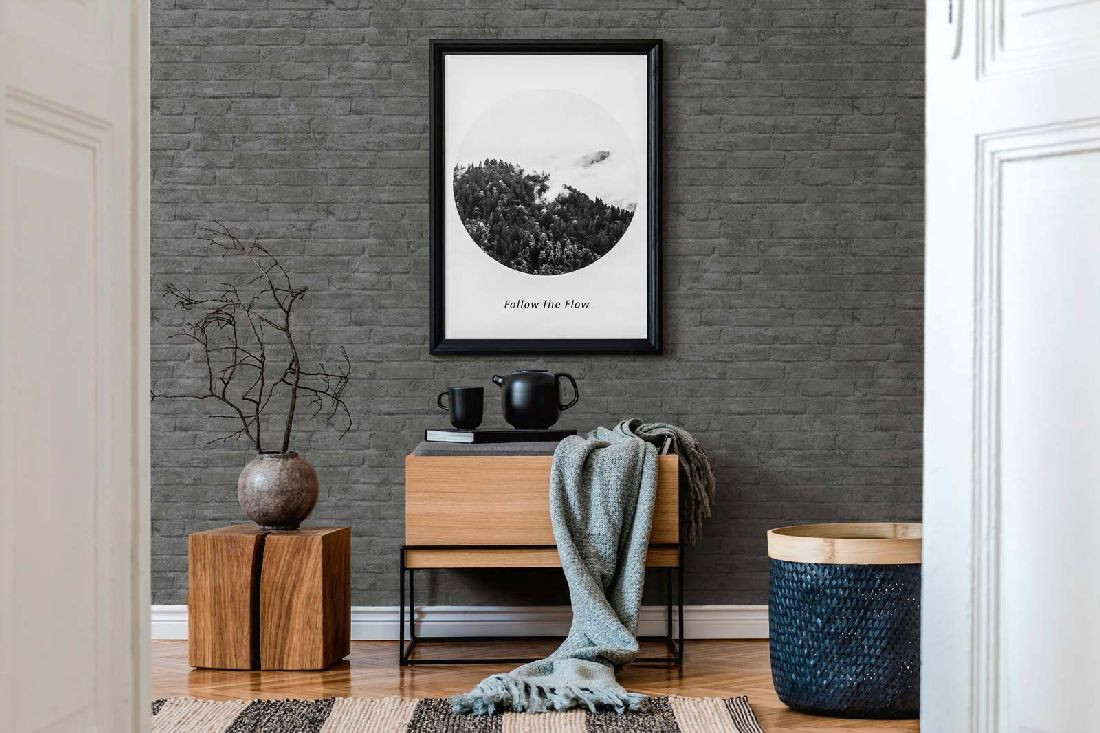 Skaben Tapete Uni Unitapete Grau Raum5