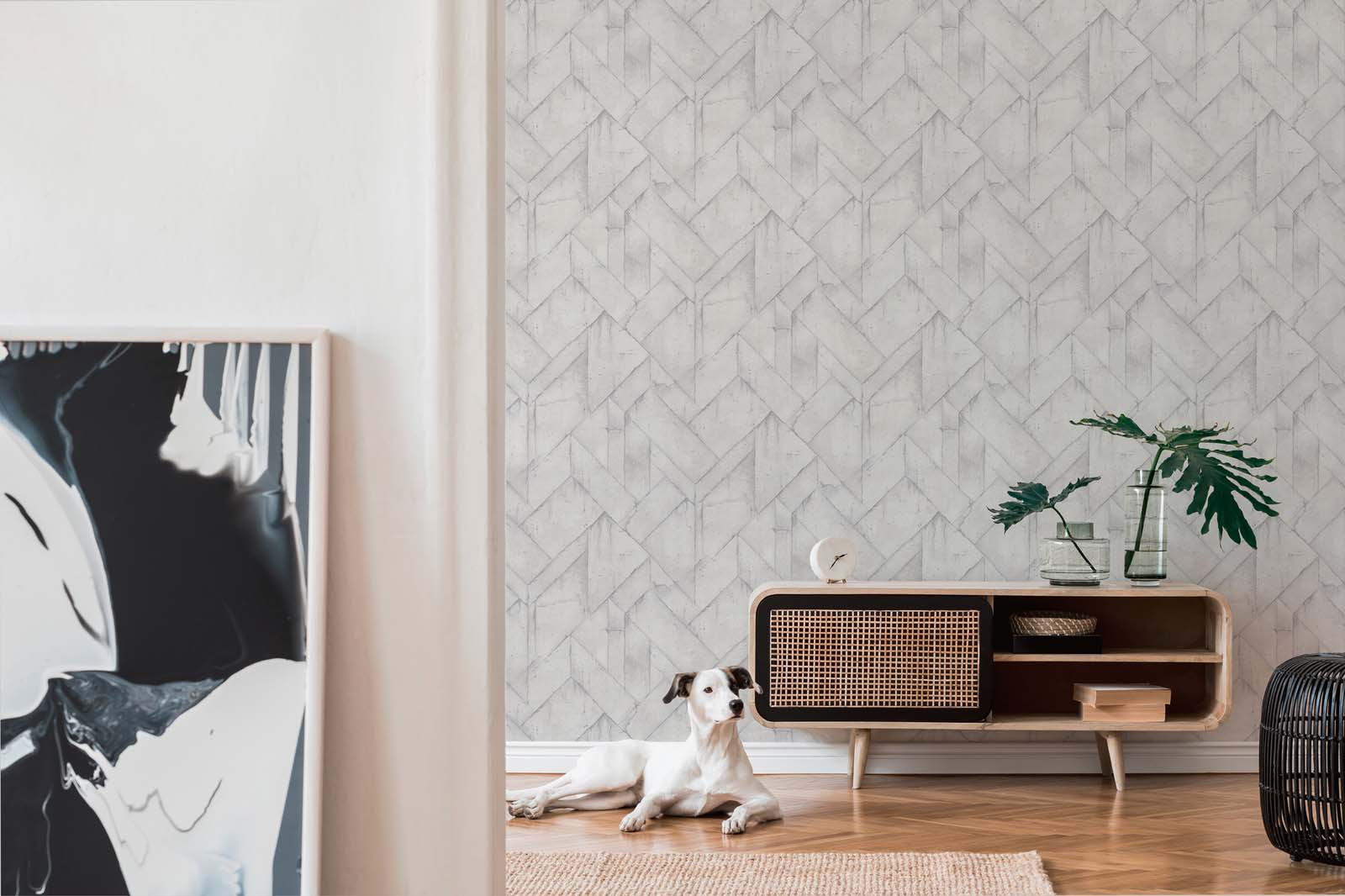 Skaben Tapete Stripe Streifentapete Blau / Grau Raum6