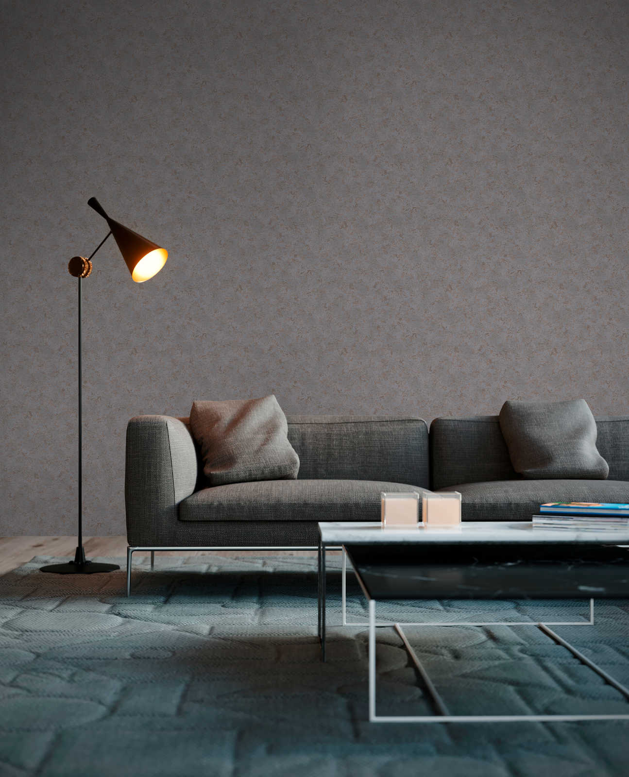 Skaben Tapete Palm Palmentapete Dschungeltapete Braun / Petrol Raum6