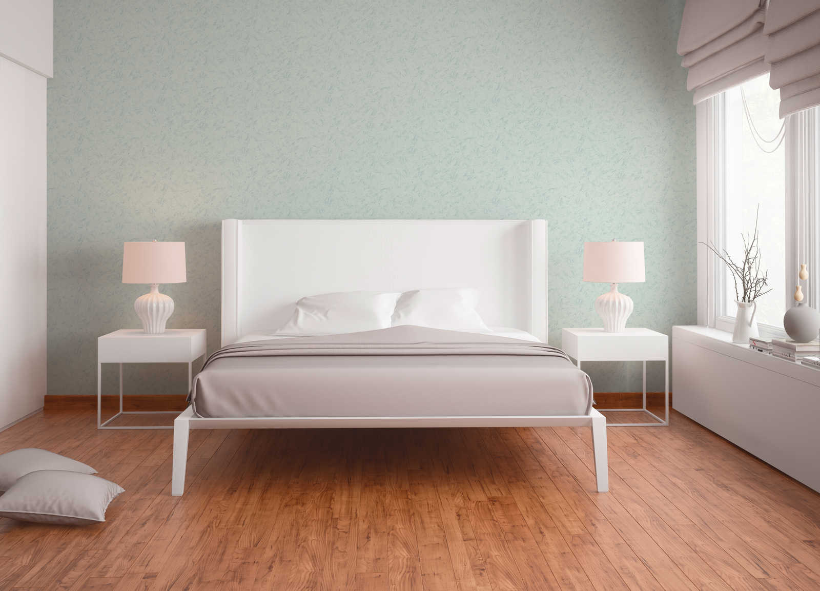 Skaben Tapete Uni Unitapete Grau / Blau Raum6