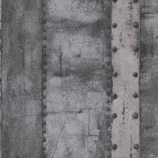Skaben Tapete Vintage - Vintagetapete Grau / Schwarz 10,05 m x 0,53 m