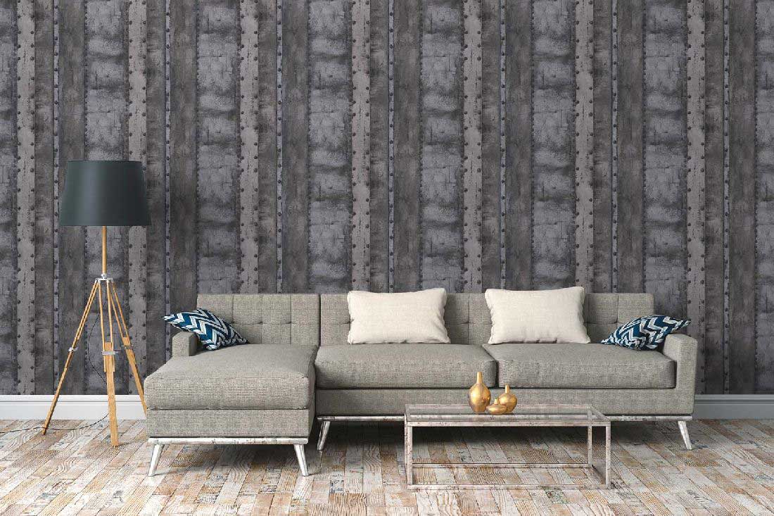 Skaben Tapete Uni Unitapete Grau / Schwarz Raum6