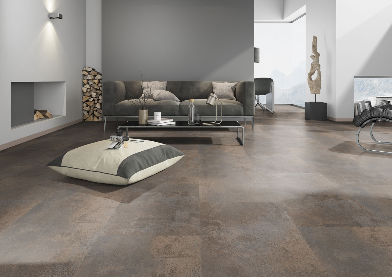 Skaben Vinylboden massiv Life 30 Oxid Rost Fliese Raum4