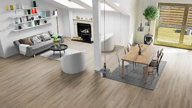 Skaben Vinylboden massiv Life Lay 70 Acoustic Cerused Oak Natural 1-Stab Landhausdiele Trittschalldämmung main product photo