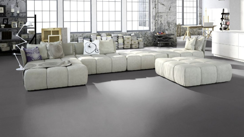 Skaben Vinylboden massiv Life Lay 70 Acoustic Stromboli Anthracite Fliesenoptik Trittschalldämmung main product photo