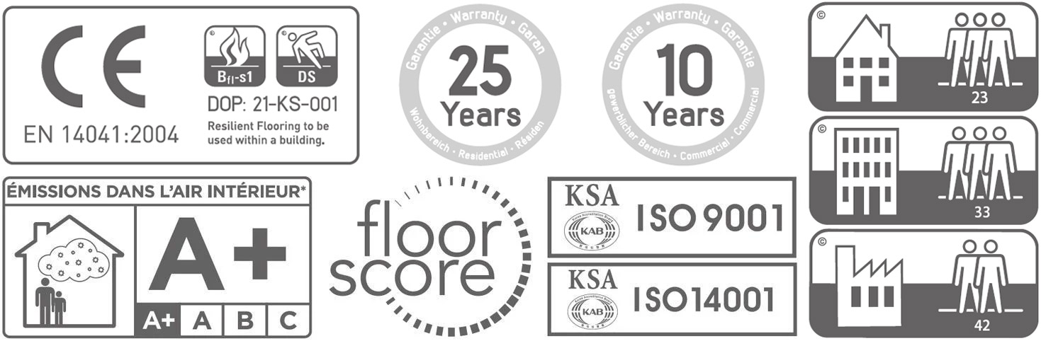 Skaben Design Rhino Click 55 Loft Stahlbeton braun Fliese 4V Trittschalldämmung Zertifikate