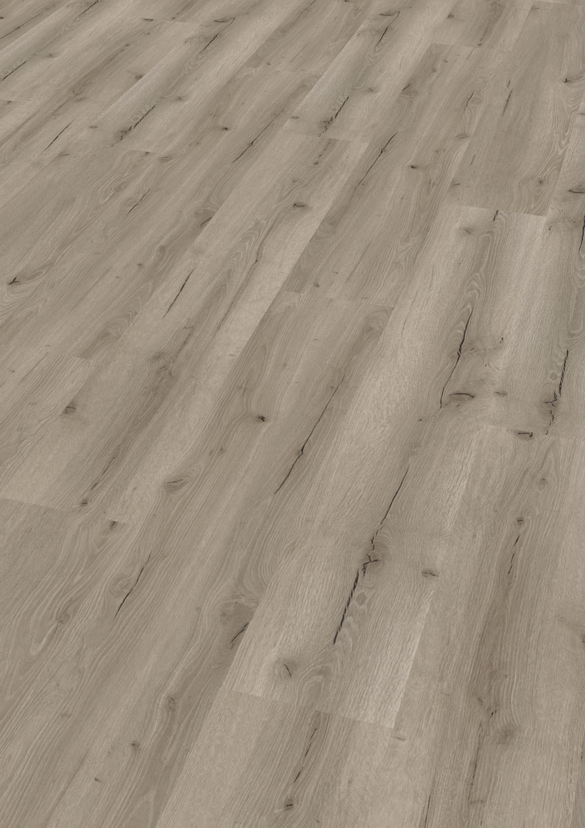 Skaben Vinylboden Strong Rigid XXL Matterhorn-Eiche grau Landhausdiele Real Feel M4V Trittschalldämmung Raum1