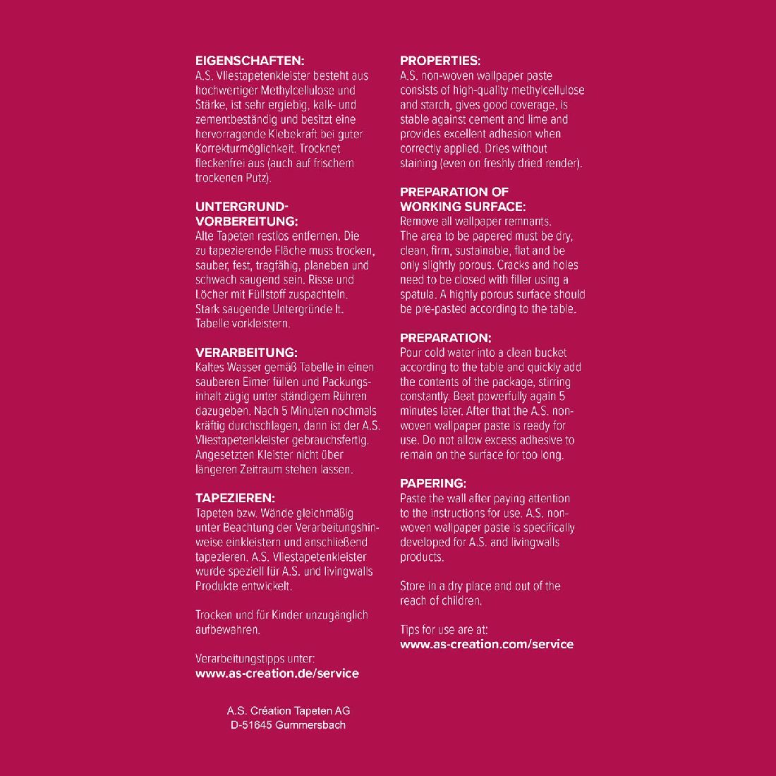 Skaben Vliestapetenkleister Tapetenleim Vlieskleister 200g für 35m² Eigenschaften