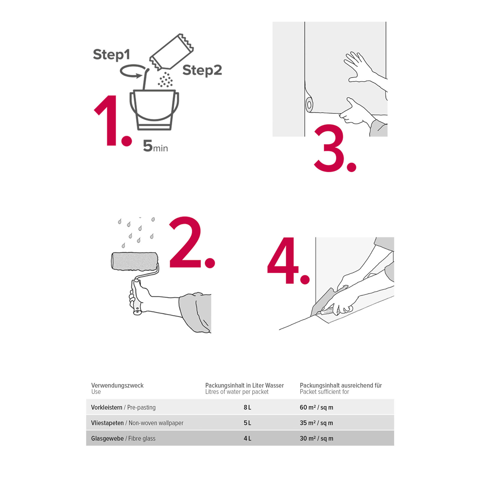 Skaben Vliestapetenkleister Tapetenleim Vlieskleister 200g für 35m² Anleitung