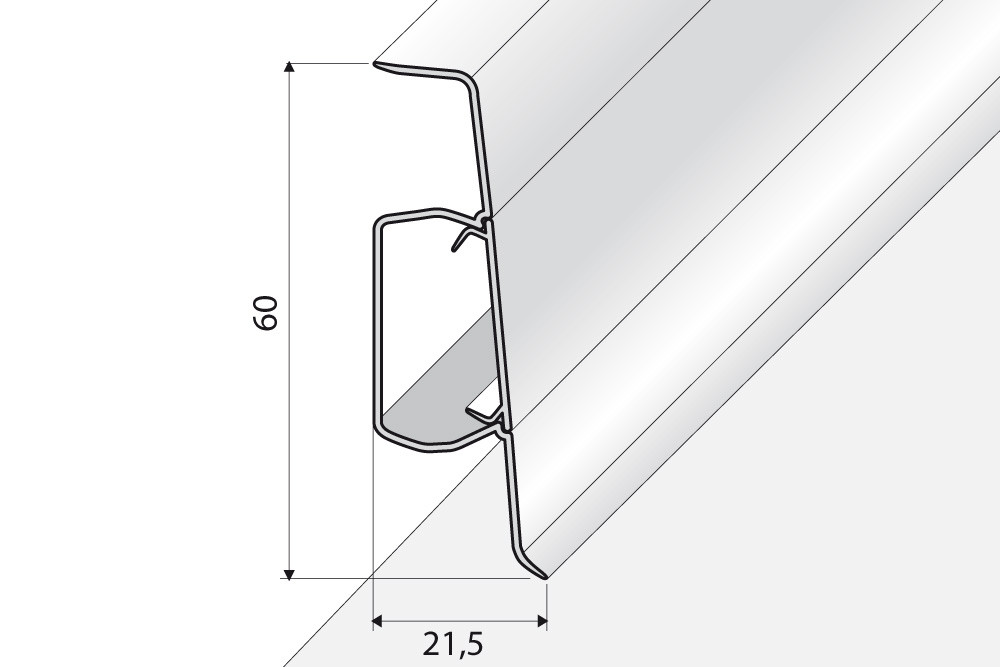 Skaben Wasserfeste Fußleiste Kubus XL mit Kabelkanal Eiche Stahlgrau / Oak Steel Grey 200 Raum3