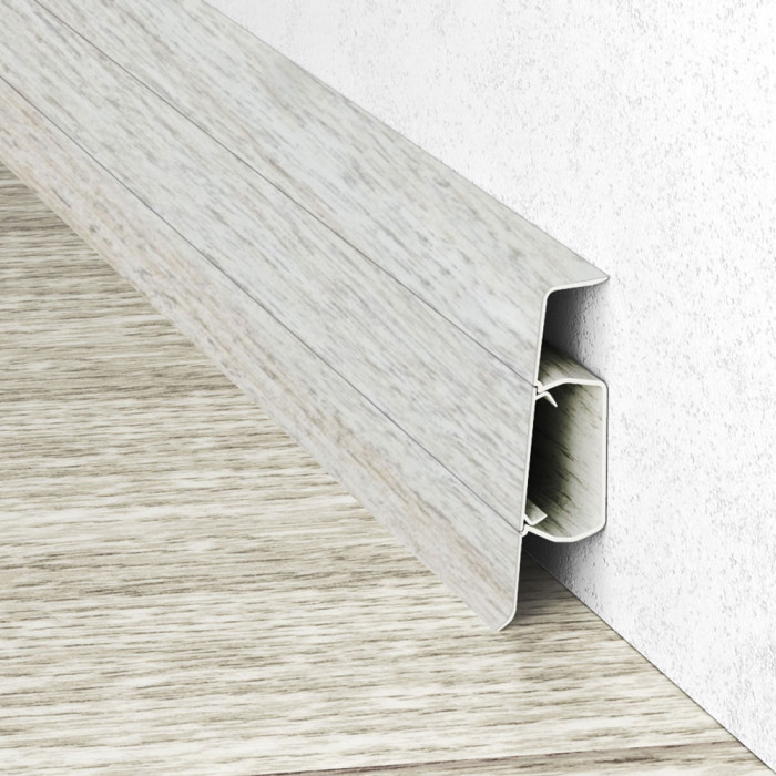 Skaben Wasserfeste Fußleiste Kubus XL mit Kabelkanal Eiche Nebelgrau / Oak Fading Fog 600 main product photo
