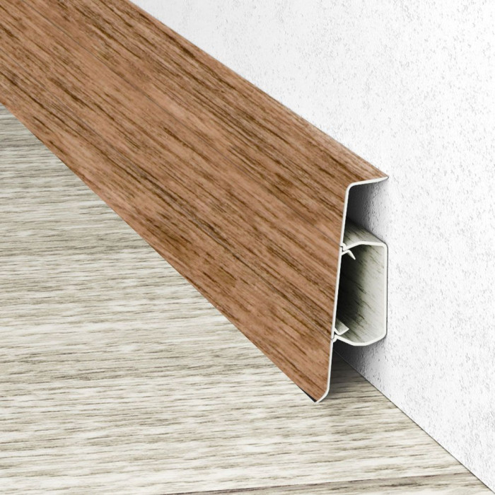 Skaben Wasserfeste Fußleiste Kubus XL mit Kabelkanal Eiche Wüstenbraun / Brown Oak African Desert 900 main product photo